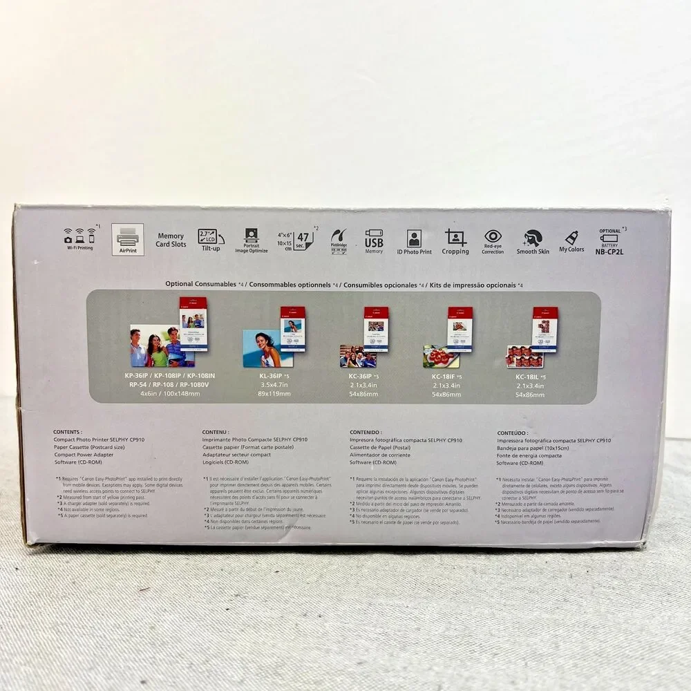 Canon Selphy CP910 Compact Photo Printer Black Wifi New in Box